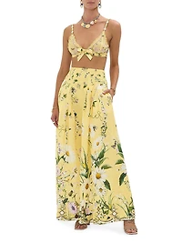 Daisy Chains Linen-Blend Wide-Leg Pants