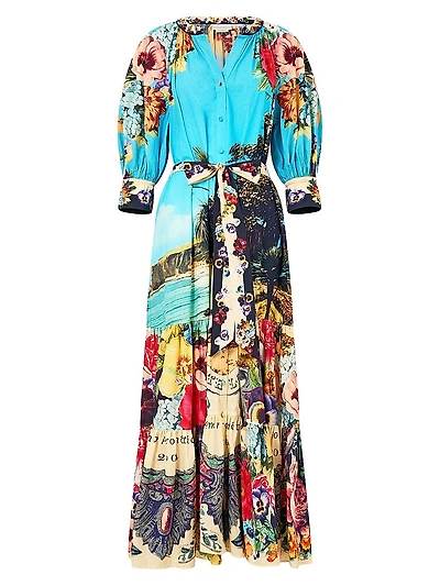 Bathing Bombshell Printed Cotton Maxi Dress