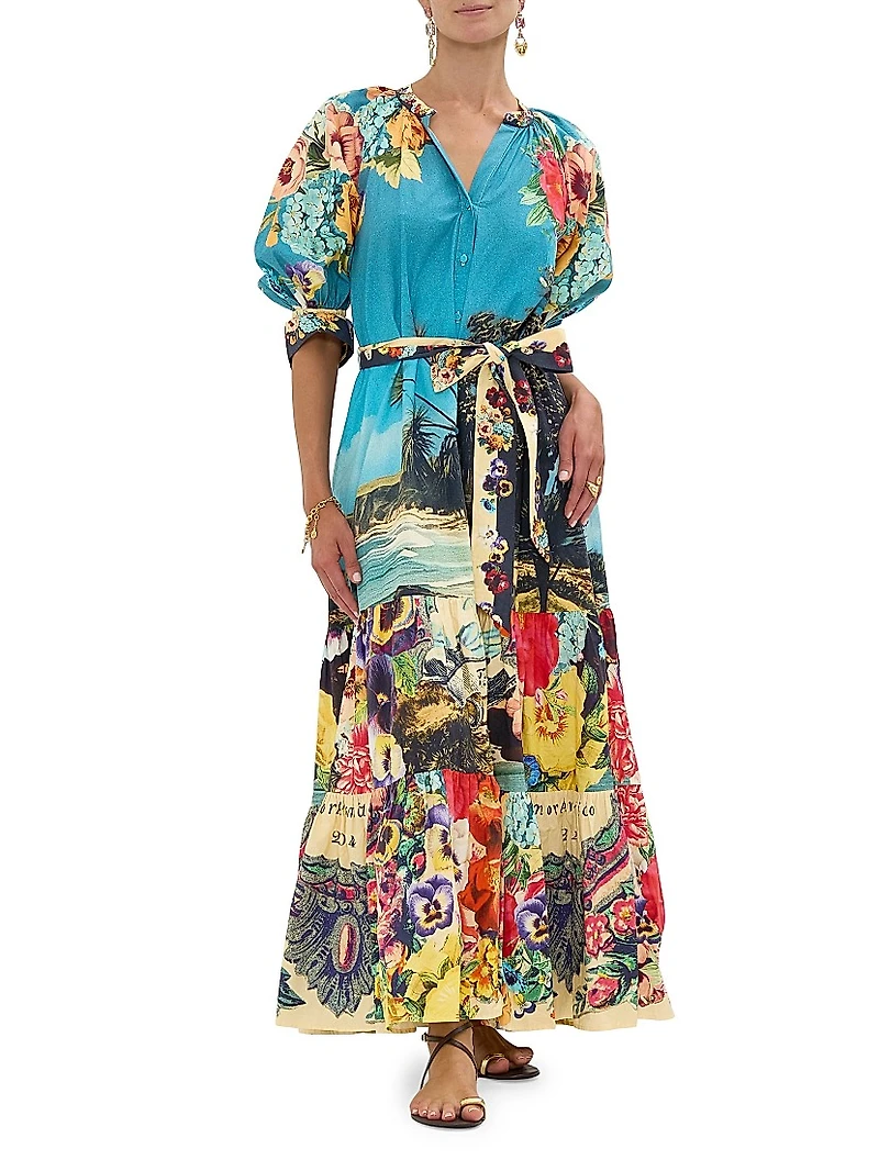 Bathing Bombshell Printed Cotton Maxi Dress