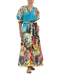 Bathing Bombshell Printed Cotton Maxi Dress