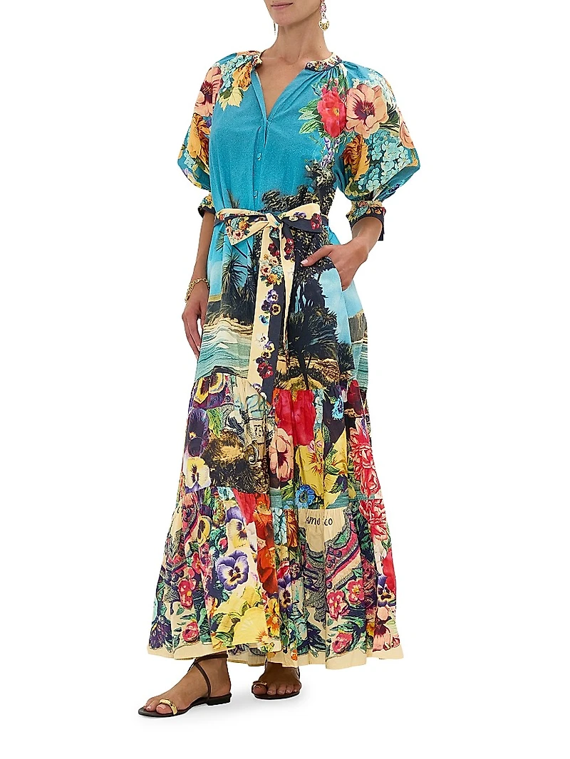 Bathing Bombshell Printed Cotton Maxi Dress