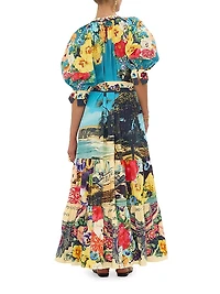 Bathing Bombshell Printed Cotton Maxi Dress