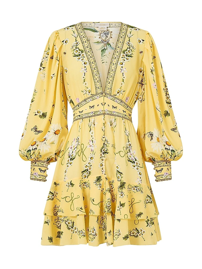 Daisy Chains Frill Silk Minidress