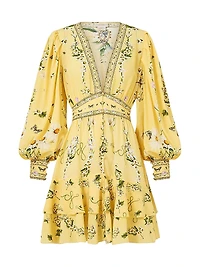 Daisy Chains Frill Silk Minidress