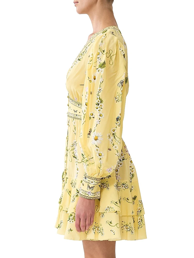 Daisy Chains Frill Silk Minidress