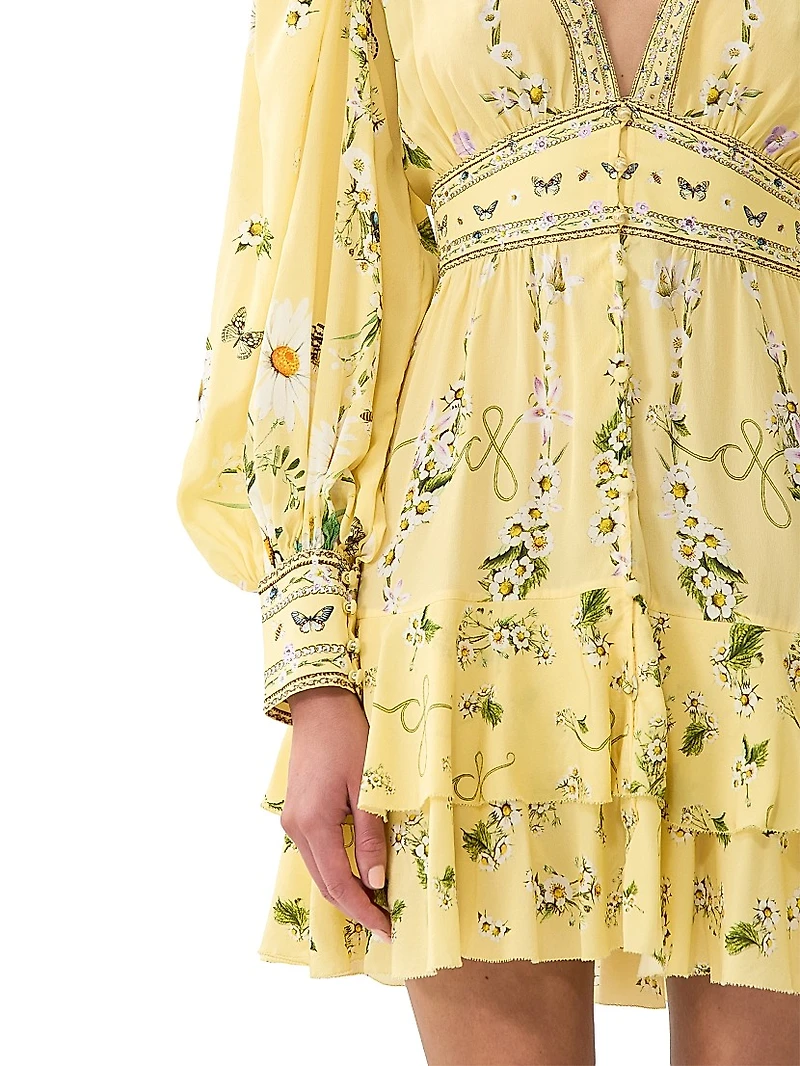 Daisy Chains Frill Silk Minidress