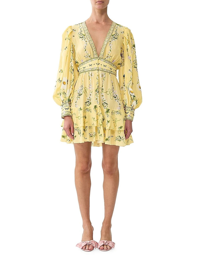 Daisy Chains Frill Silk Minidress