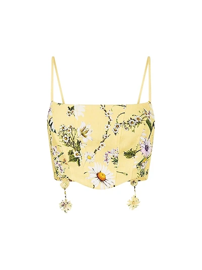 Daisy Chains Corset Linen Crop Top
