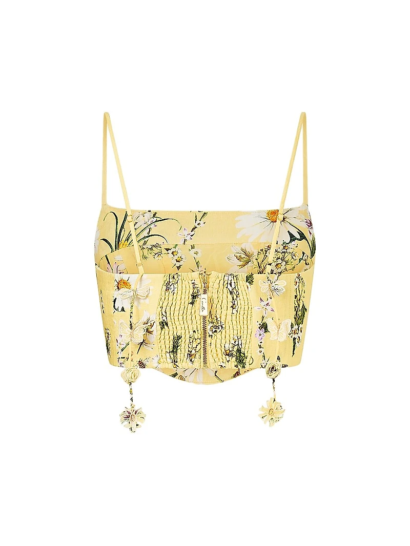 Daisy Chains Corset Linen Crop Top