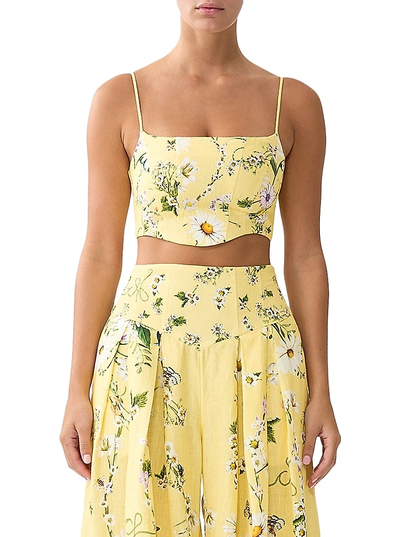 Daisy Chains Corset Linen Crop Top