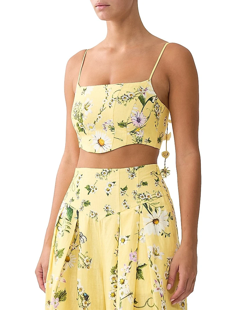 Daisy Chains Corset Linen Crop Top