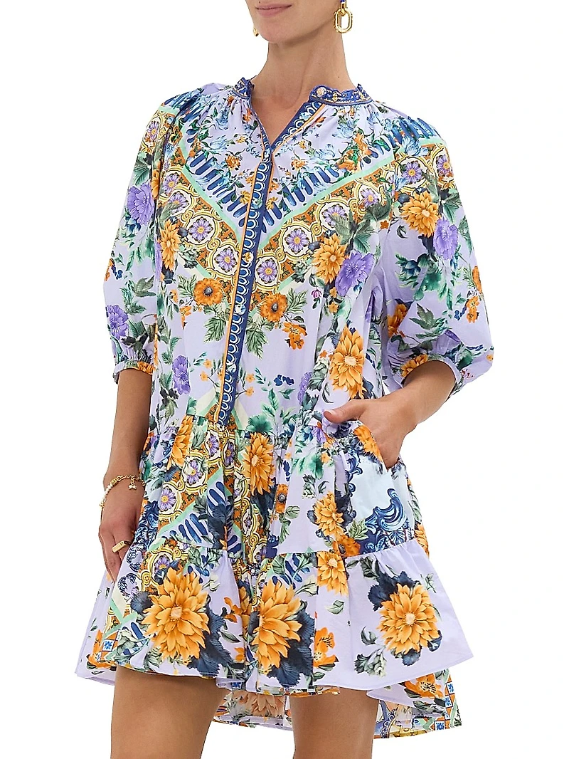 Luscious Lisbon Floral Cotton Minidress