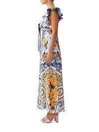 Luscious Lisbon Linen-Silk Floral Maxi Dress