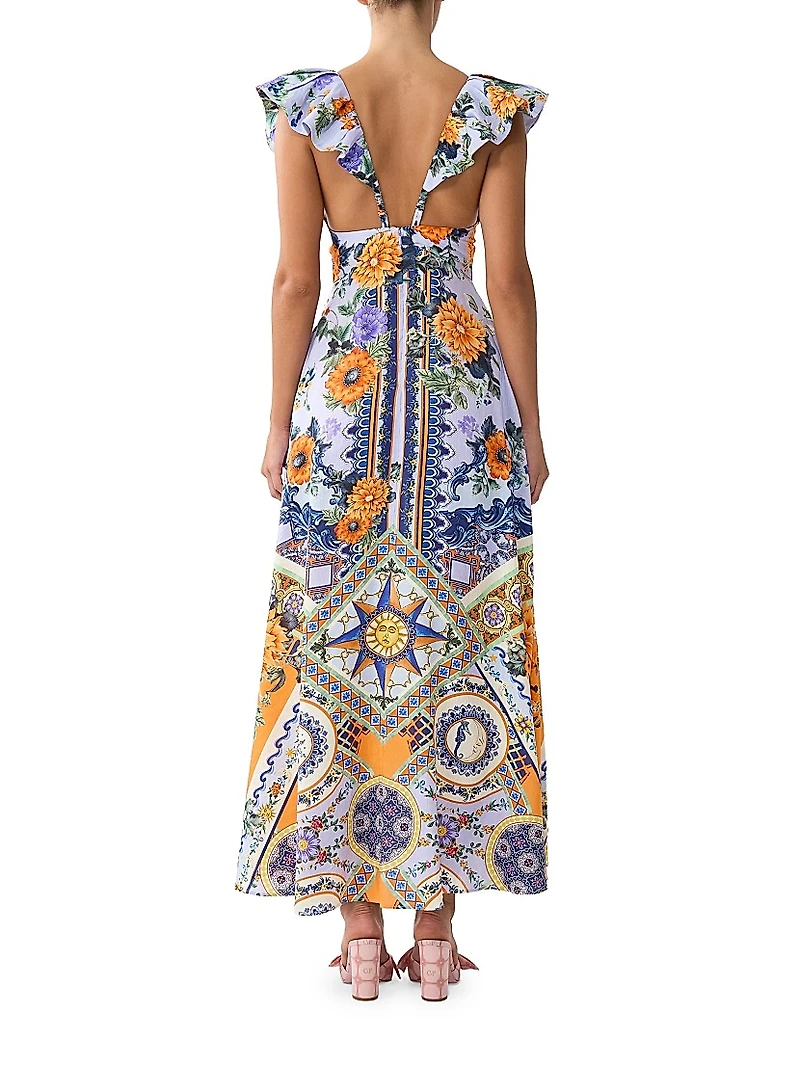 Luscious Lisbon Linen-Silk Floral Maxi Dress