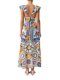 Luscious Lisbon Linen-Silk Floral Maxi Dress
