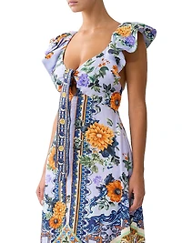 Luscious Lisbon Linen-Silk Floral Maxi Dress