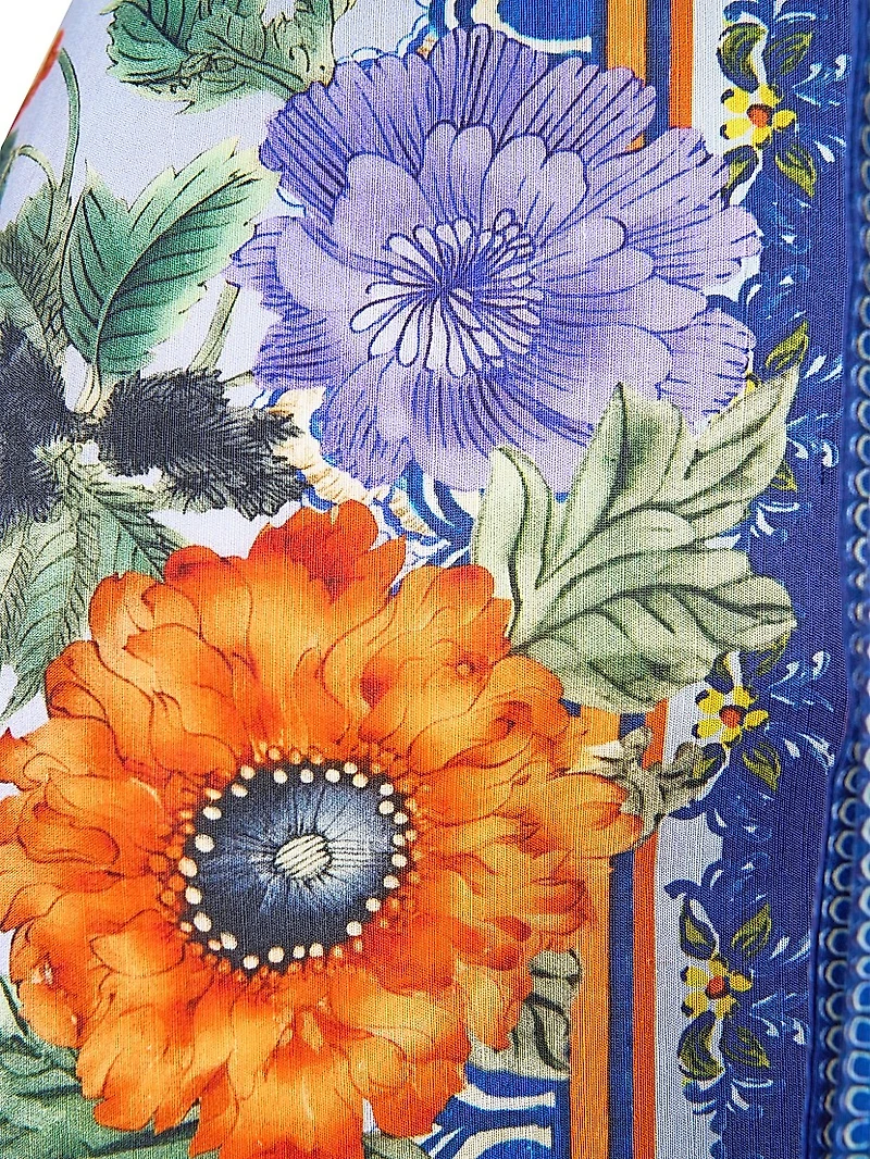 Luscious Lisbon Linen-Silk Floral Maxi Dress