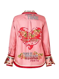 Pink Porto Floral Silk Pajama Shirt
