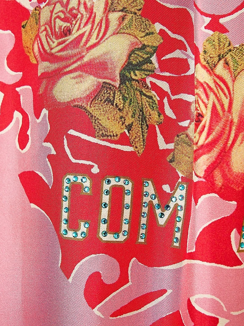 Pink Porto Floral Silk Pajama Shirt