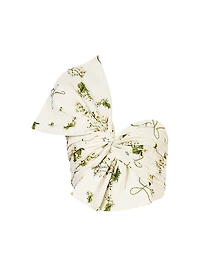 Botanical Utopia Linen-Silk Asymmetric Bow Top