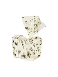 Botanical Utopia Linen-Silk Asymmetric Bow Top