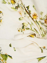 Botanical Utopia Linen-Silk Asymmetric Bow Top