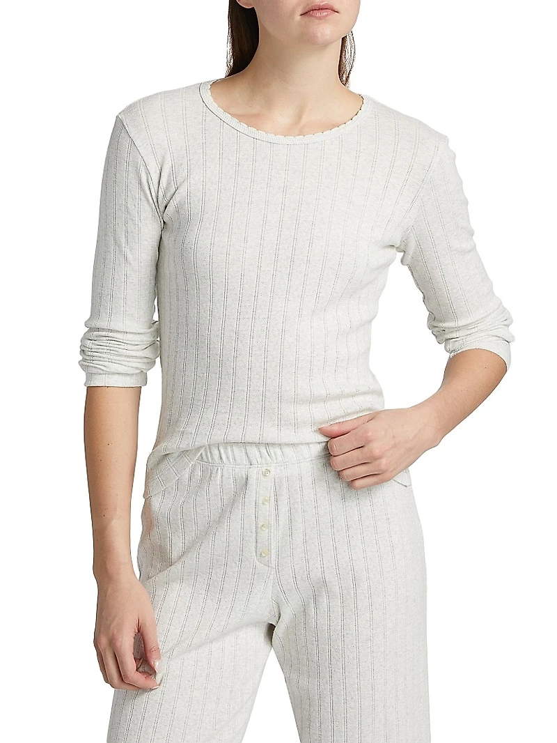 Pointelle Slim-Fit Long-Sleeve T-Shirt