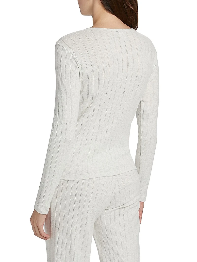 Pointelle Slim-Fit Long-Sleeve T-Shirt