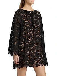 Embellished Lace Long-Sleeve Minidress