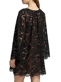 Embellished Lace Long-Sleeve Minidress