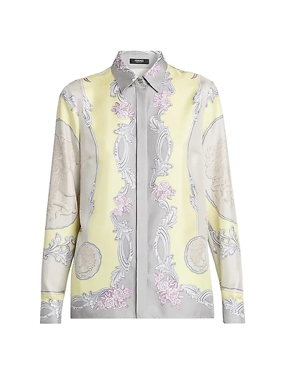 Medusa Cameo Foulard Silk Twill Shirt