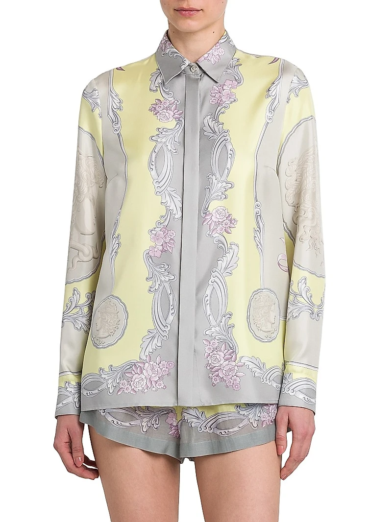 Medusa Cameo Foulard Silk Twill Shirt