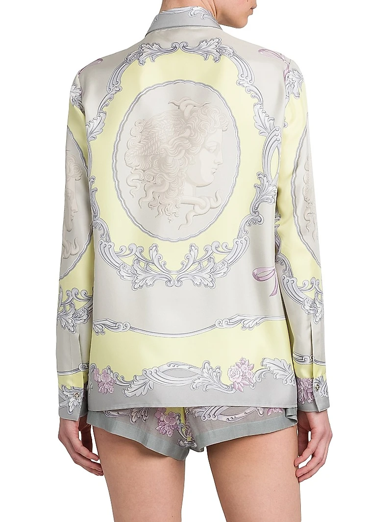 Medusa Cameo Foulard Silk Twill Shirt