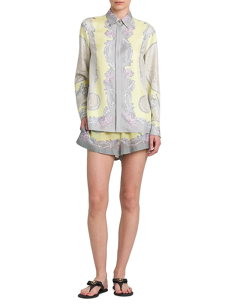 Medusa Cameo Foulard Silk Twill Shirt