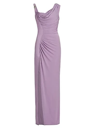 Asymmetric Draped Crepe Jersey Gown