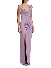 Asymmetric Draped Crepe Jersey Gown