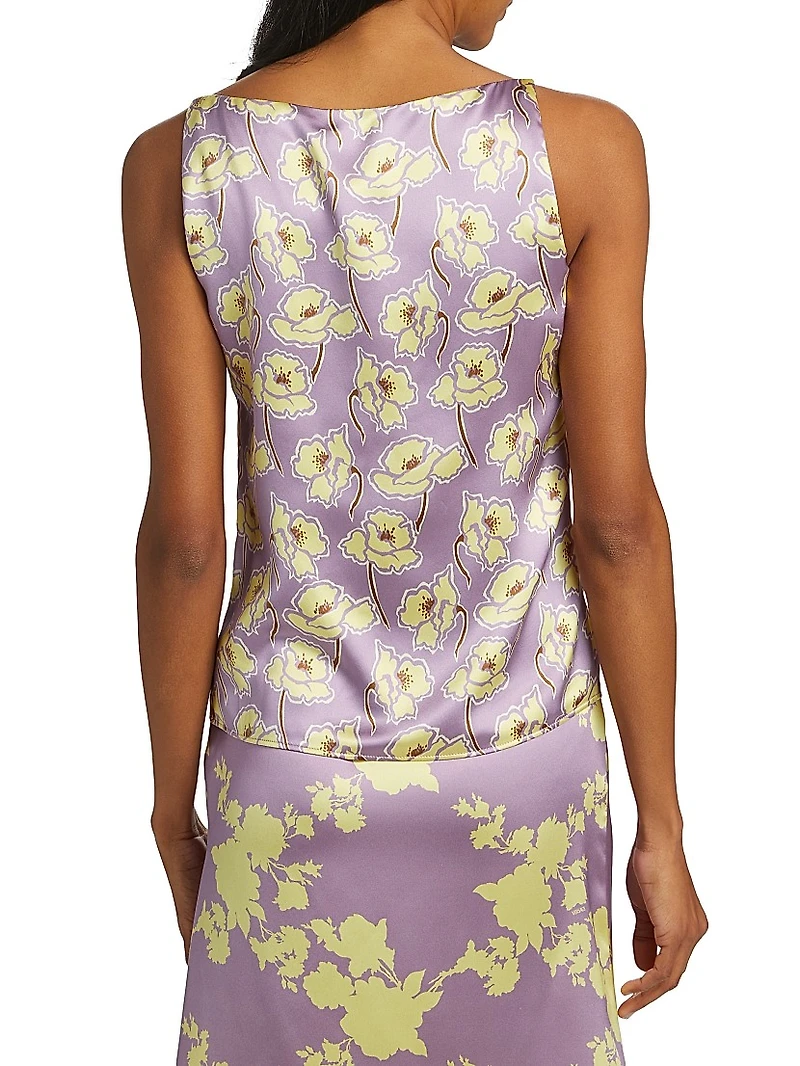 Floral Silk Sleeveless Blouse