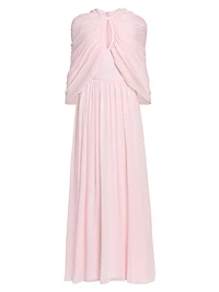 Keyhole Cape Chiffon Silk Gown