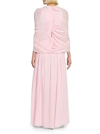 Keyhole Cape Chiffon Silk Gown
