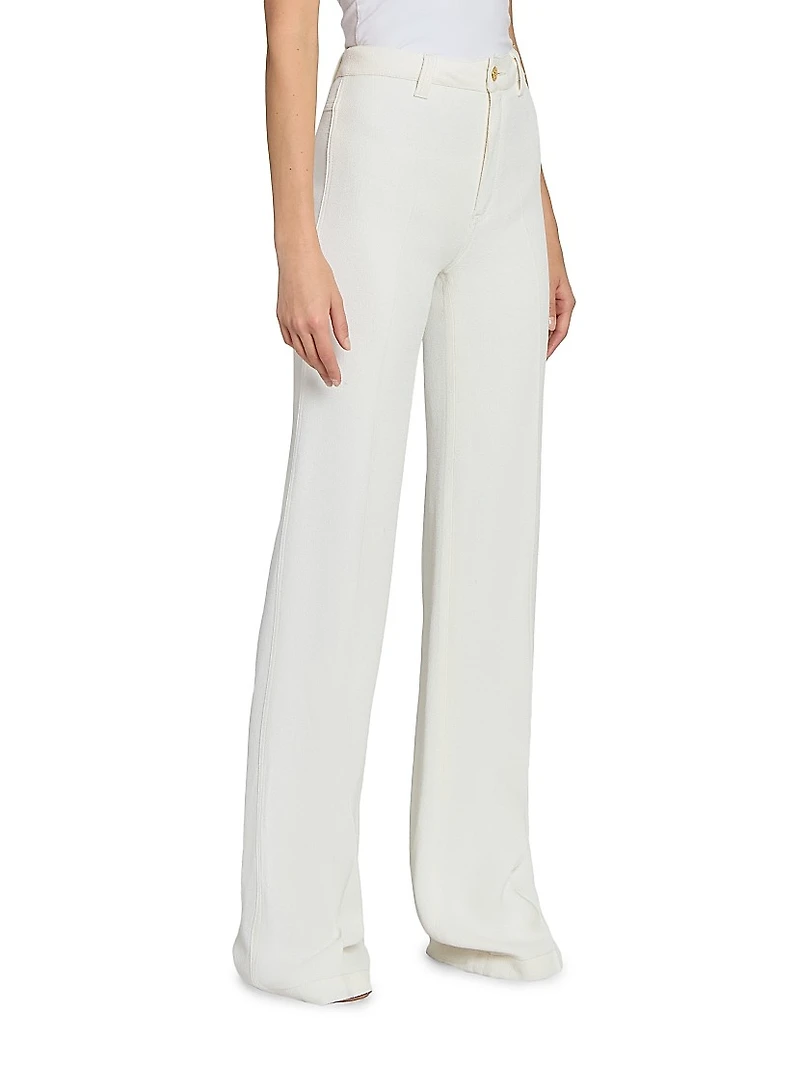 Pintuck High-Rise Slim Trousers
