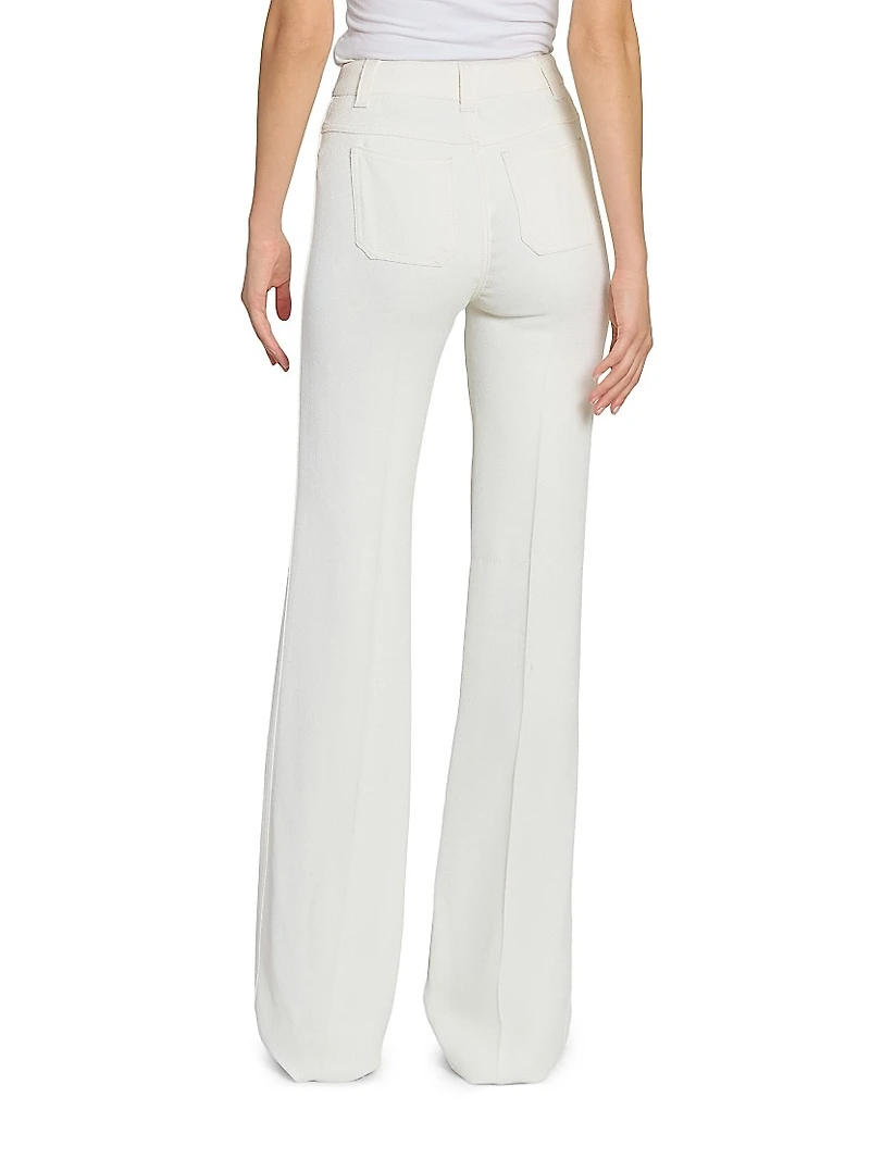 Pintuck High-Rise Slim Trousers