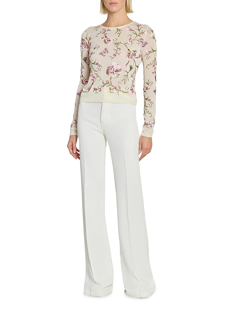 Pintuck High-Rise Slim Trousers