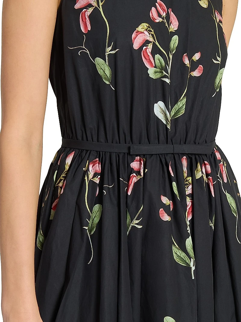 Floral Cotton Sleeveless A-Line Gown