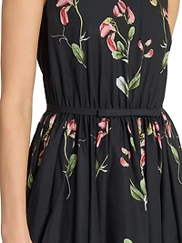 Floral Cotton Sleeveless A-Line Gown