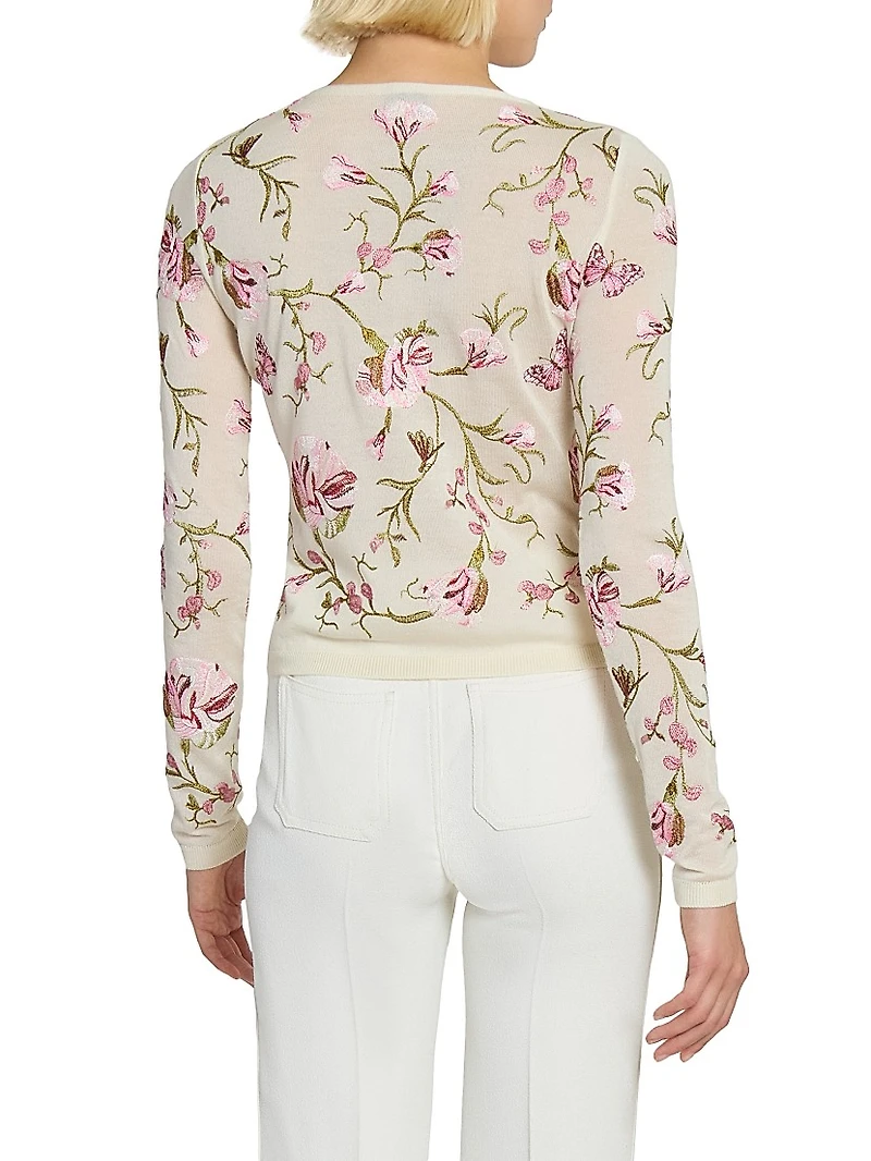 Embroidered Cashmere-Silk Top