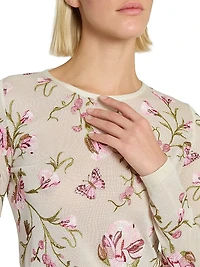 Embroidered Cashmere-Silk Top