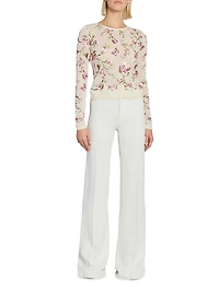 Embroidered Cashmere-Silk Top