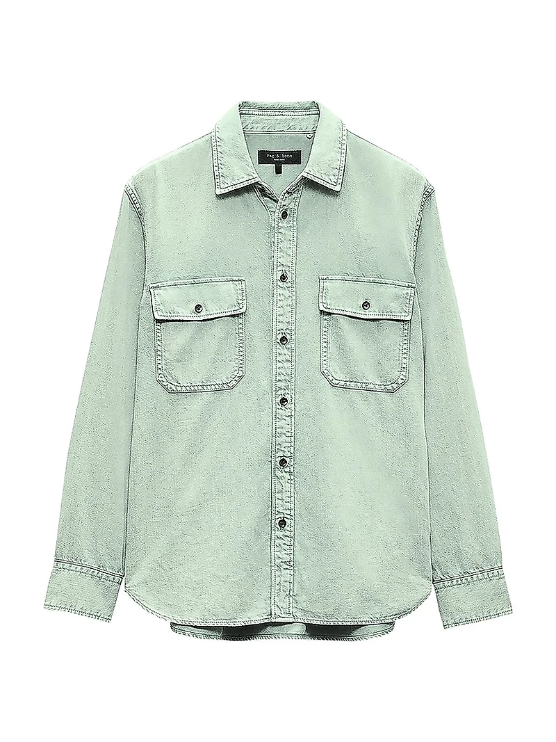 Stretch-Cotton Button-Front Shirt