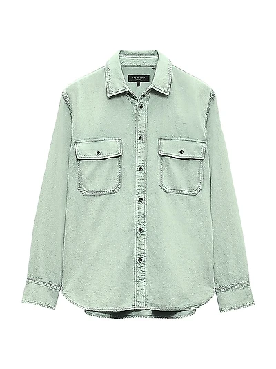 Stretch-Cotton Button-Front Shirt
