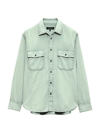 Stretch-Cotton Button-Front Shirt